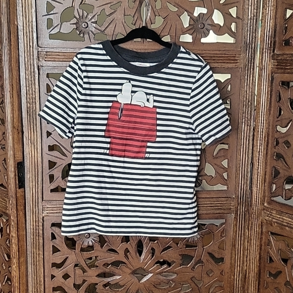 Hanna Andersson Kids' Striped Snoopy Shirt Size 4